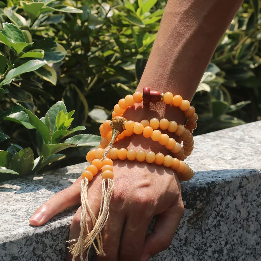 Alxa Weathered Bodhi Root Collana Bracciale 108Perline di Buddha