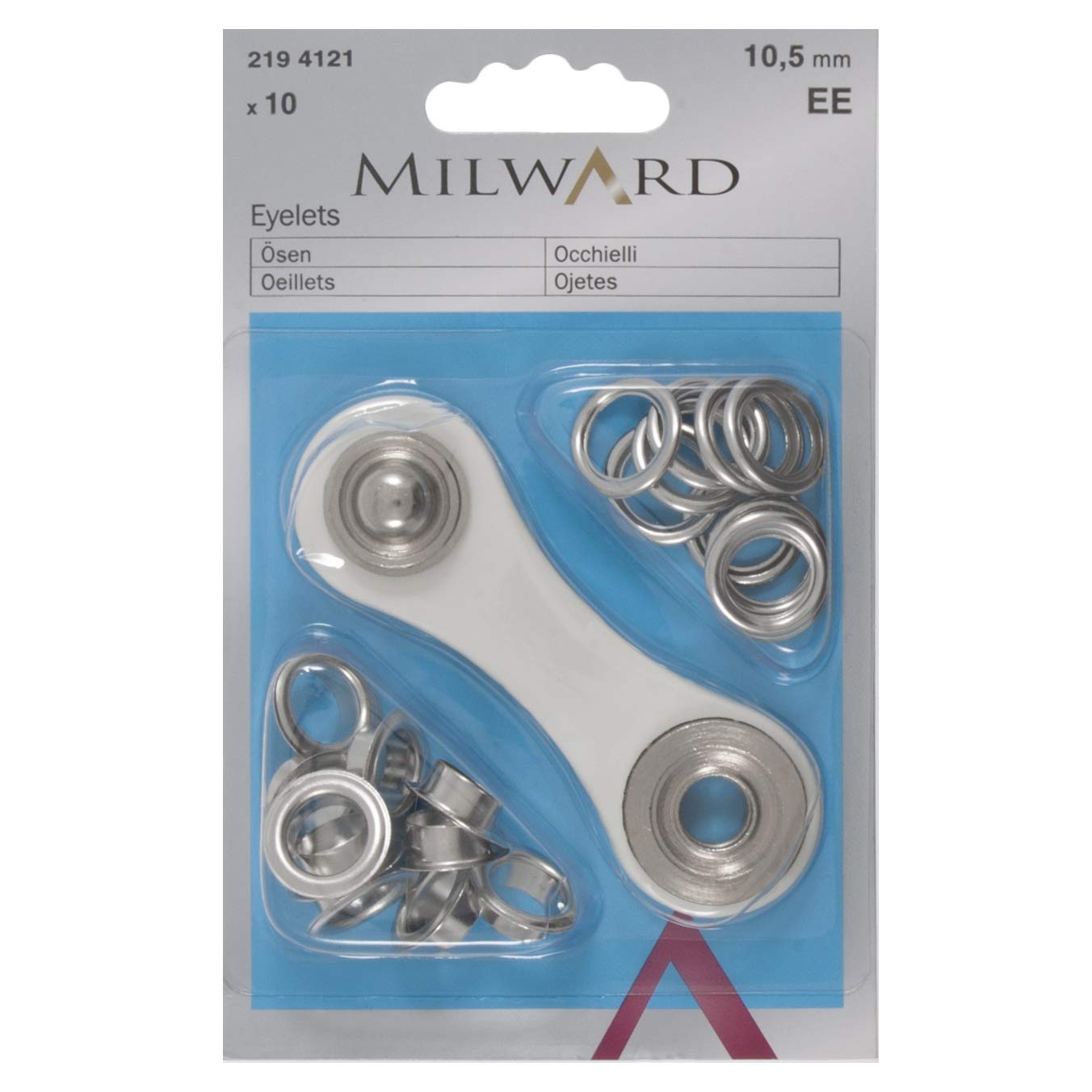 MILWARD Brass Eyelets, Silver, 10.5mm