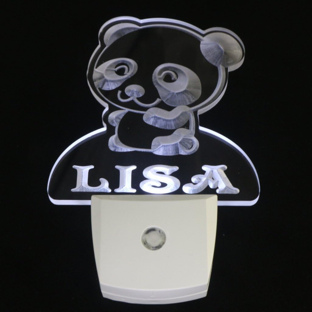 ADVPRO ws1024-tm Panda Personalized Night Light Baby Kids Name Day/Night Sensor LED Sign