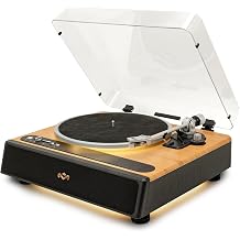 House of Marley Soul Rebel Bluetooth Turntable - Sustainably Crafted Vinyl Record Player with Built-in Speakers, Included Audio-Technica Cartridge, LED Light, Metal Platter & Built-In Pre-Amp