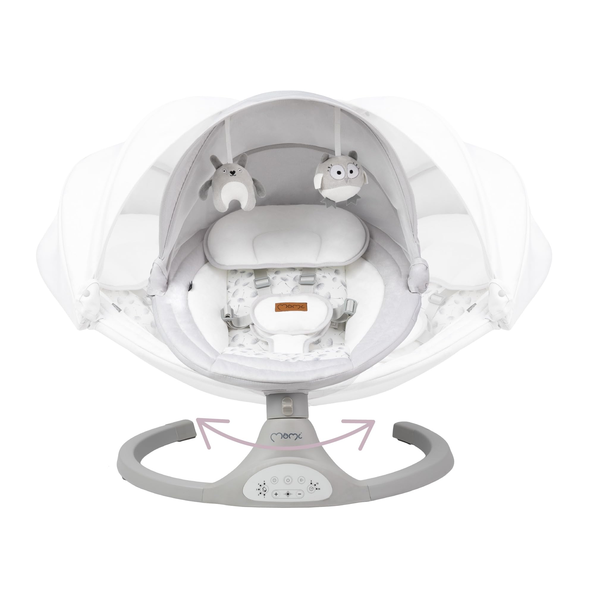 MoMi KENANI Babywippe klappbar mit Fernbedienung Bluetooth 5-Punkt-Sicherheitsgurt bis 9 kg