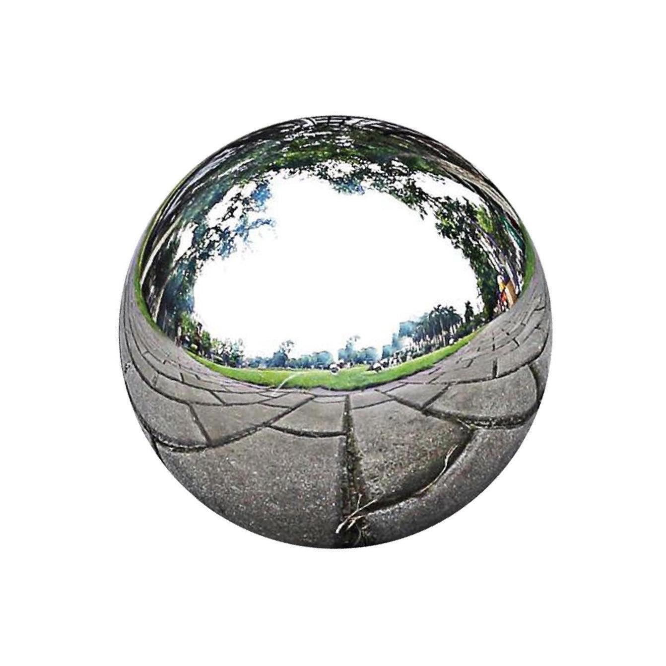 Zymoplas Stylish Stainless Steel Mirror Polished Sphere Hollow Round Ball Striking Garden Ornament, silver, 18cm