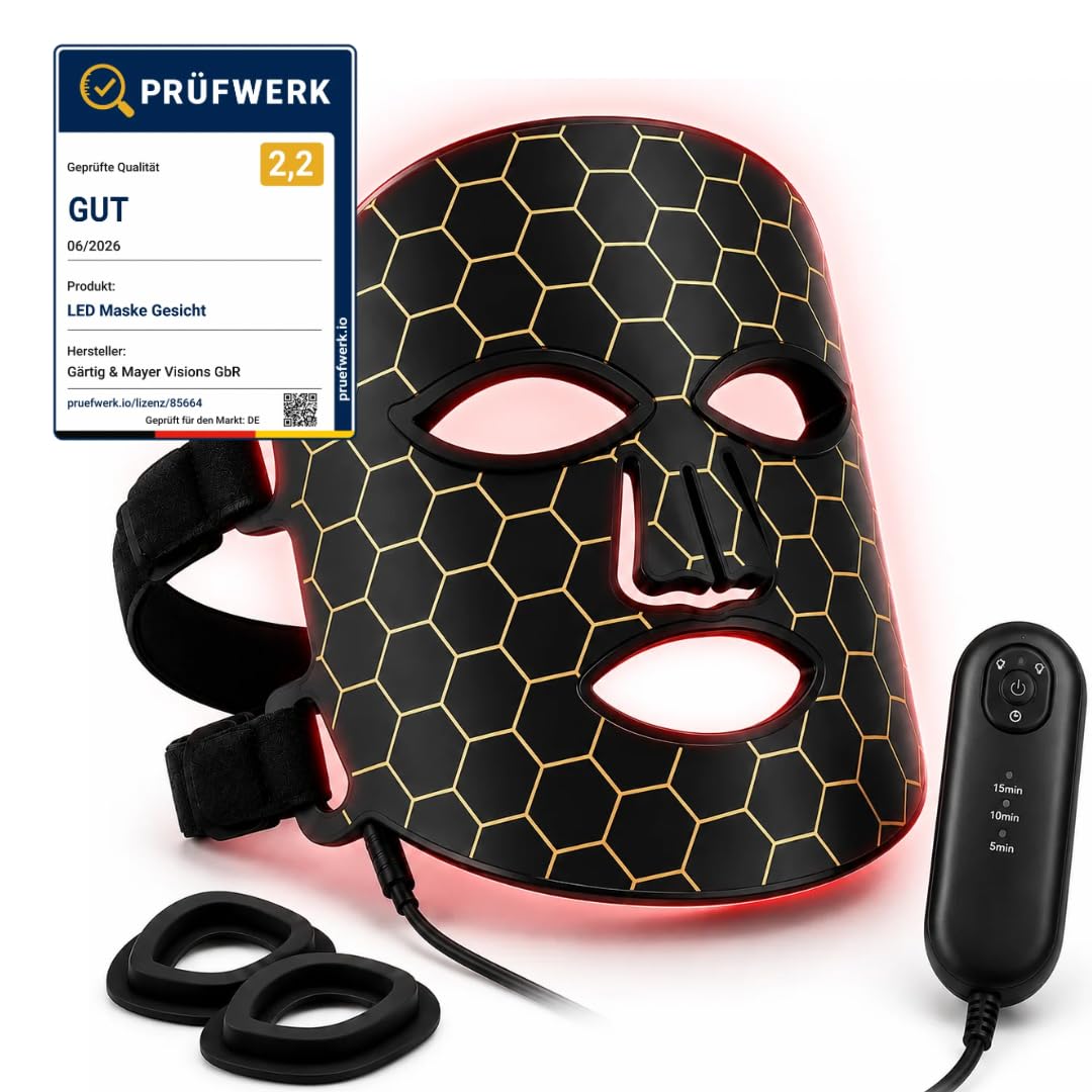 Masque LED pour le visage - 7 couleurs - Masque de luminothérapie pour rajeunir la peau et anti-âge - Photonthérapie professionnelle contre les rides et l'acné - Avec télécommande et protection