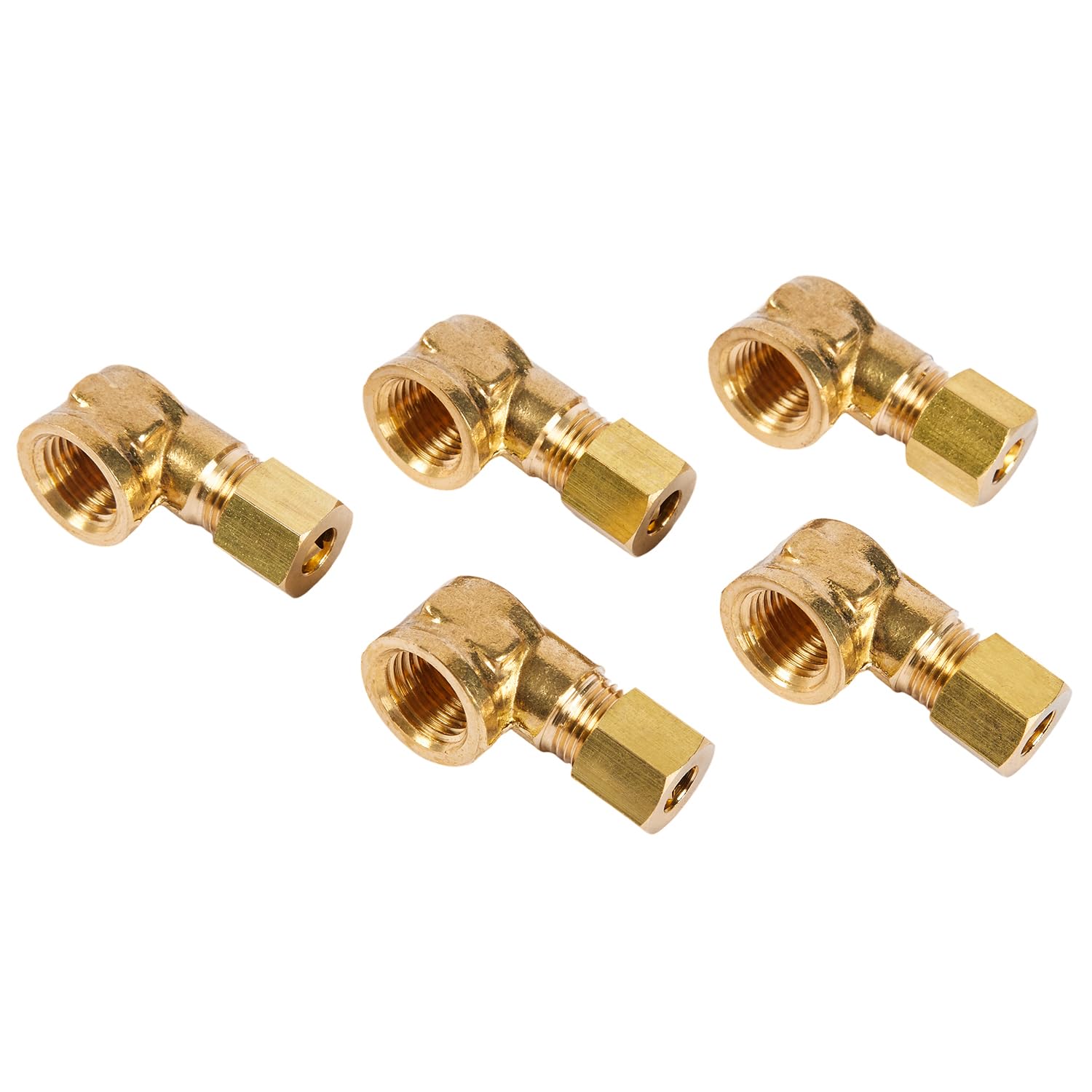 LTWFITTING 1/4-Inch OD x 1/4-Inch Female NPT 90 Degree Compression Elbow,Brass Compression Fitting(Pack of 5)