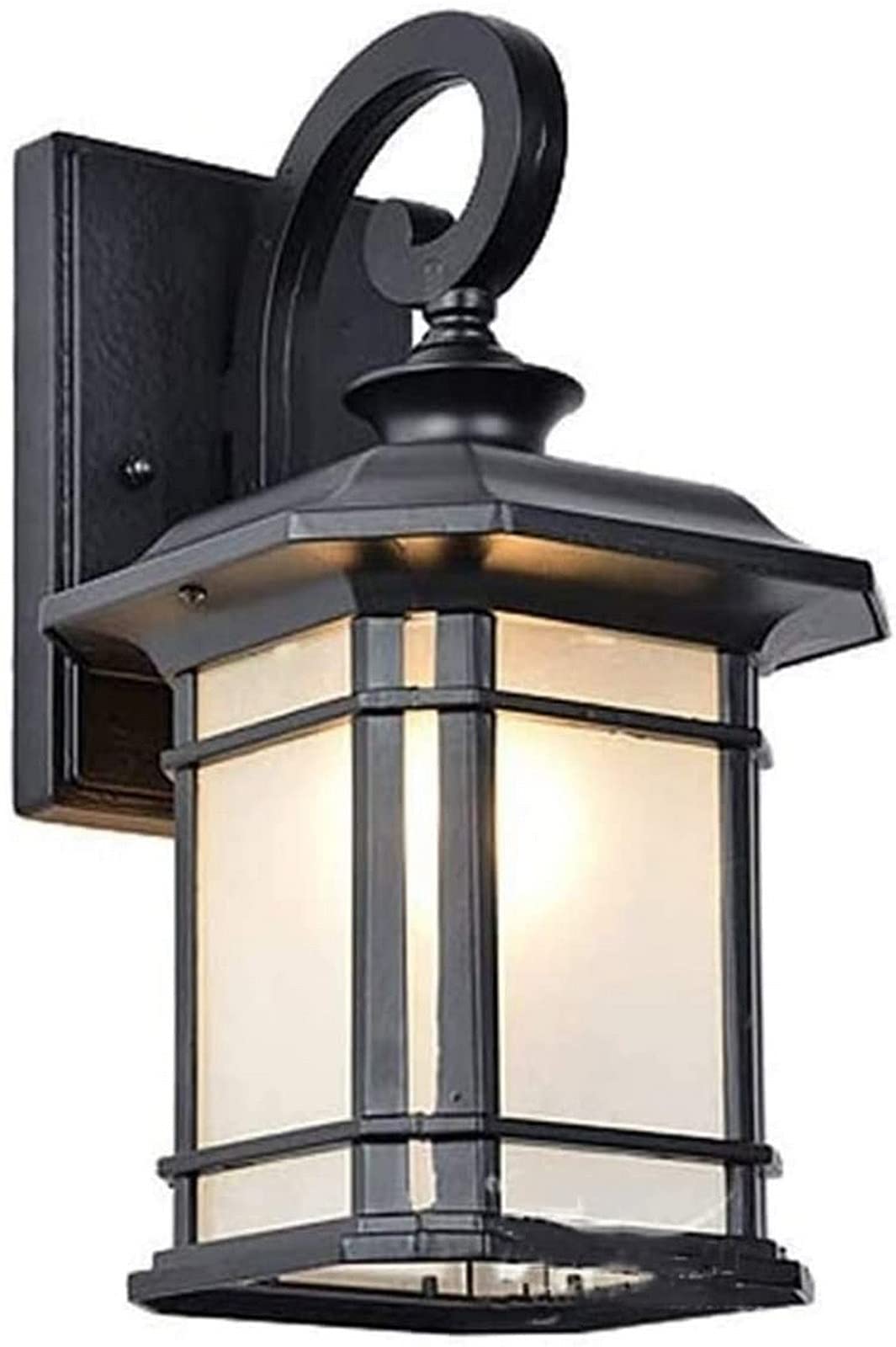 Applique murale extérieure noire E27 style chinois rétro et minimaliste de 32 cm de hauteur