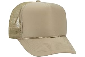 OTTO Polyester Foam Front 5 Panel High Crown Mesh Back Khaki Trucker Hat