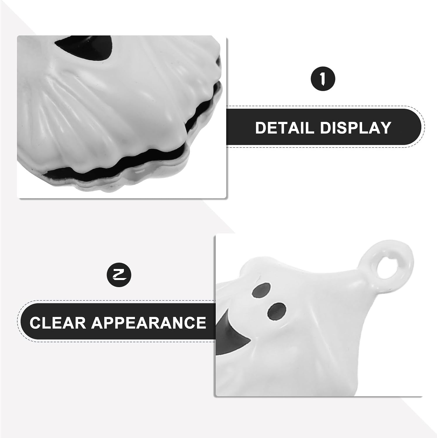 5pcs Halloween Ghost Shaped Jingle Bells - Mini Bells for Crafts - Festival Charms for DIY Halloween Jewelry Keychains Door Wreath Hanger Decoration