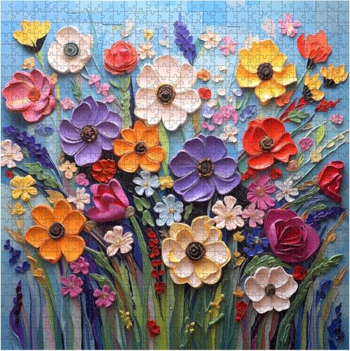 Image of iDream 1000 Pieces Jigsaw Puzzle - Artistic 3D Design, Colorful Wall Decor, Challenging Puzzle Gift for Friends & Family (Colorful Flower)