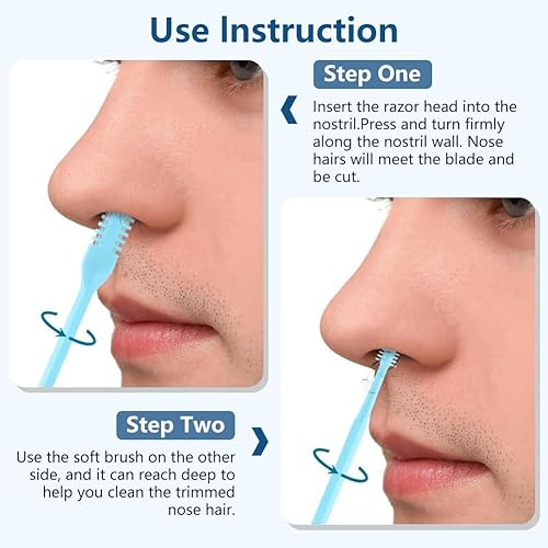 Miniatura 5 de Cortador de pelo nasal 2 en 1, recortador manual de vello de nariz para hombres y mujeres, removedor de vello de nariz de doble cara giratorio de