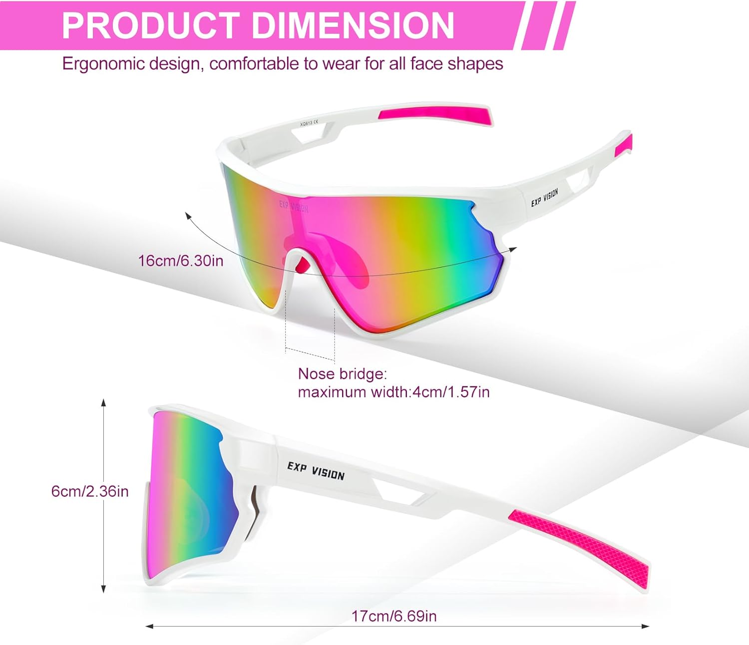EXP VISION Cycling Goggles Polarized Sports Sunglasses UV 400 Baseball Riding Glasses for Running, Softball, Biking, Fishing