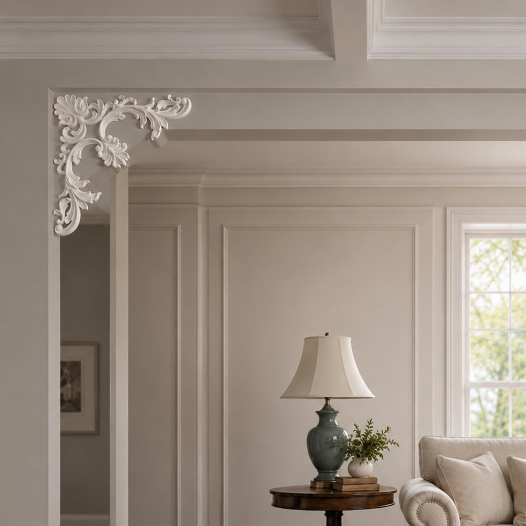 4 PCS Angolari Decorativi per Pareti E Soffitti in PU Modanature Angolari 3D con Decorazioni Floreali Profili Decorativi Verniciabili per Cornici E Angoli Elegante Finitura