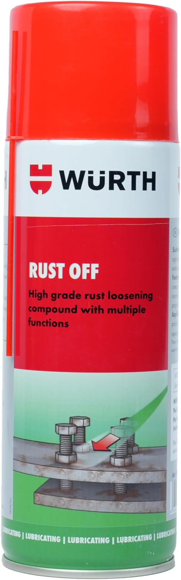Wuerth Rust Off Spray - 480ml (300g) | Rust Remover & Penetrating Oil | German Engineered with MoS2 Additives | Loosens Seized Bolts & Hinges | Water Repellent, Anti-Corrosion Lubricant