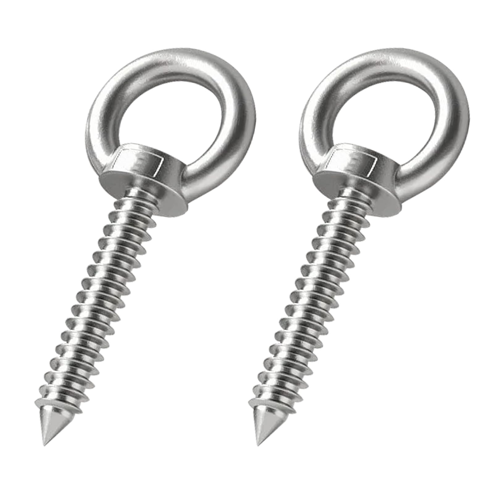 4 Inch Heavy Duty Screw Eyes Hooks ，2Pcs Self Tapping Eyelet Screw Eye Bolt，Load Capacity 500 Lbs，Wooden Large Screw Eye Hook ，for Hanging, Tie-Downs, Heavy-Duty Applications.