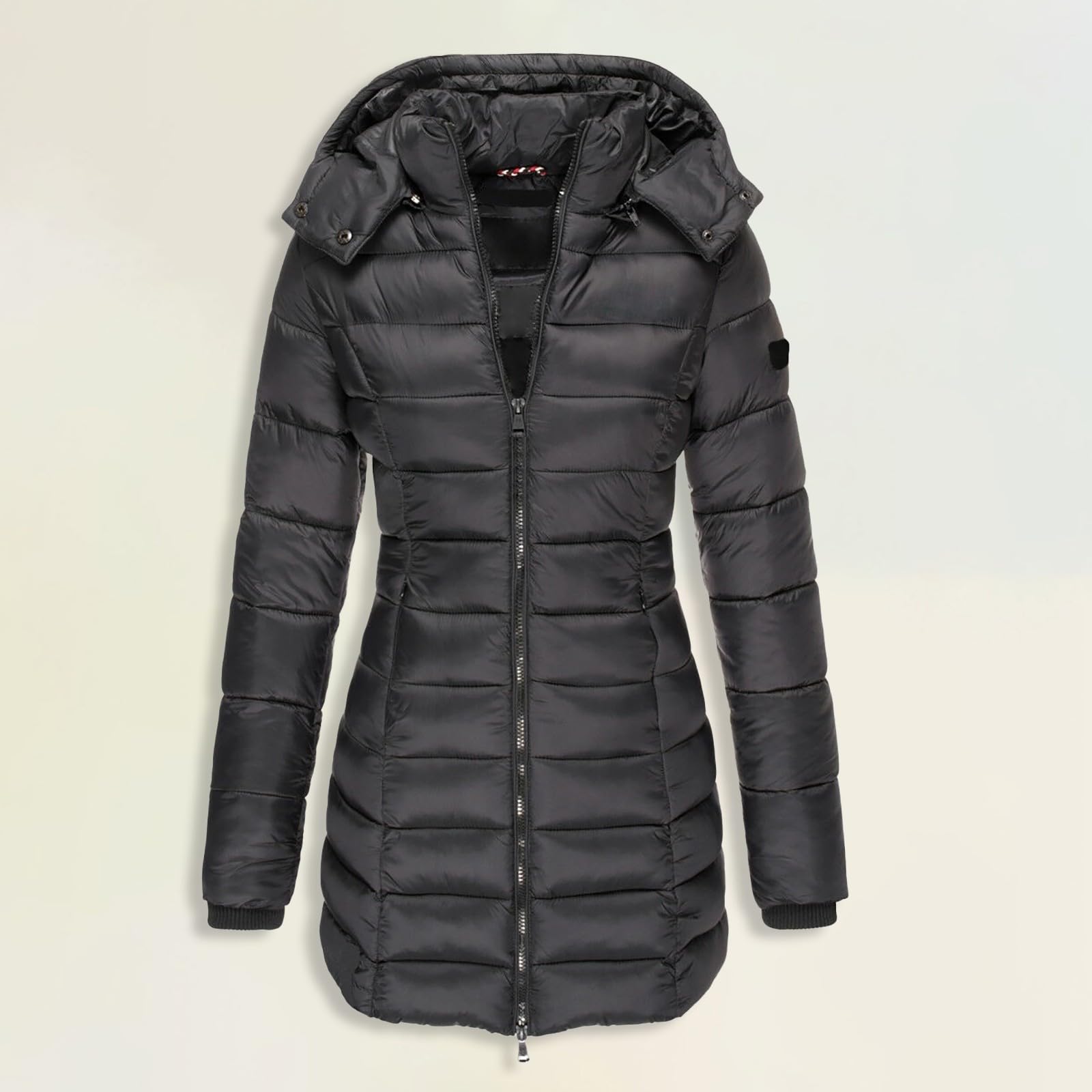 Damen Einfarbig Lässiger Warmer Wattierter Mantel Mittellang Schmal Wattierte Jacke Warm Wattierte Jacke