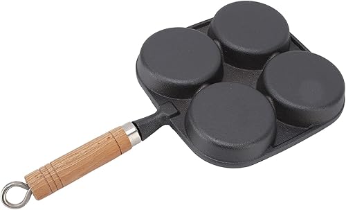 Miniatura 7 de Sartén de huevos de 4 tazas, con mango de madera para tortitas de desayuno, sartén antiadherente para cocina del hogar