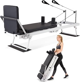 GarveeLife Pilates Reformer, Foldable Pilates Machine for Home and Gym Workout with Jump Board, Springs and Cords, Heavy Duty Pilates Equipment with Adjustable Resistance