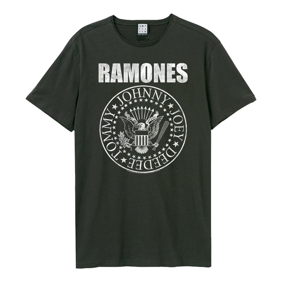 Amplified Ramones Seal Graphic Crew Neck T-Shirt Charcoal 3XL