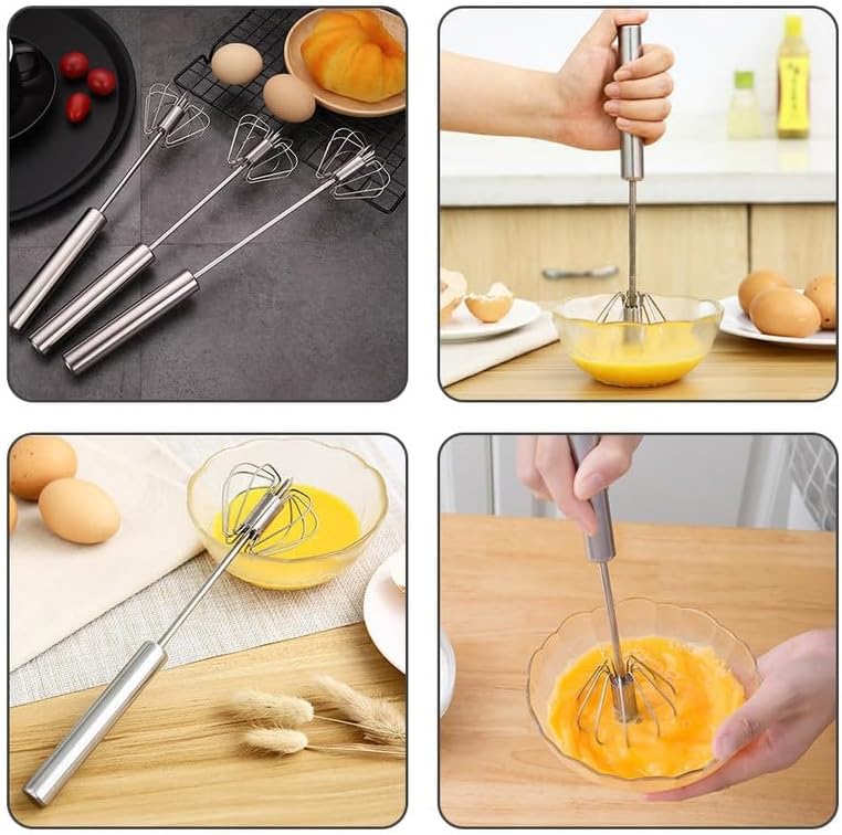 Miniatura 7 de Batidor semiautomático de acero inoxidable, batidor de huevo, batidora de mano, herramienta agitadora de mano para cocinar, cocina, hogar, leche de