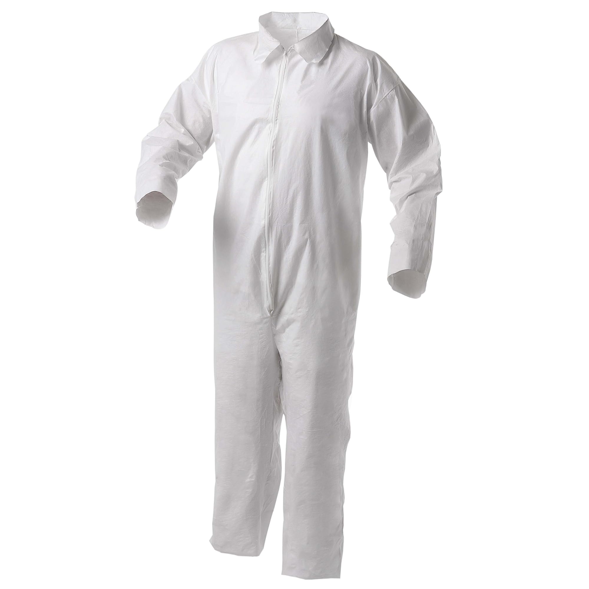 Kleenguard A35 Disposable Coveralls (38918), Liquid and Particle Protection, Zip Front, Open Wrists & Ankles, White, Large, 25 Garments / Case