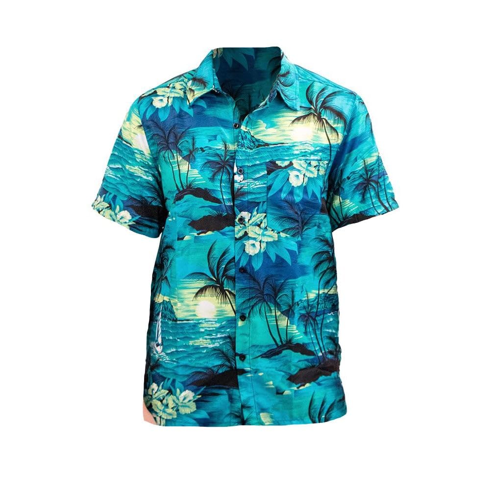 Chemise hawaïenne Classique pour Homme – Chemise de fête à imprimé Tropical | Manches Courtes | 100% Polyester | Idéale pour Les événements d’été