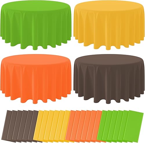 Miniatura 10 de 12 manteles rectangulares de plástico desechables para otoño, color amarillo, naranja, verde, café, para otoño, cosecha, día de Acción de Gracias