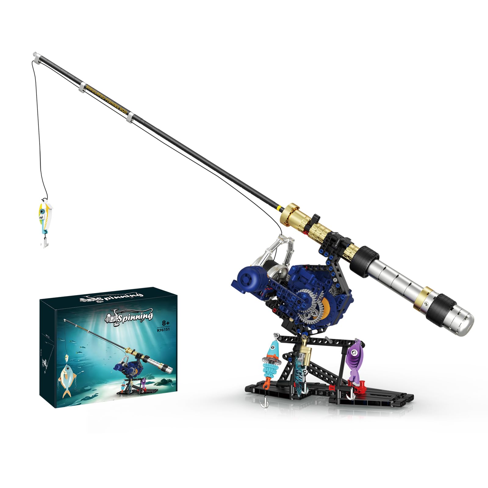 Vetxo STEM Toy Building Block Spinning Reel Fishing Rod Set