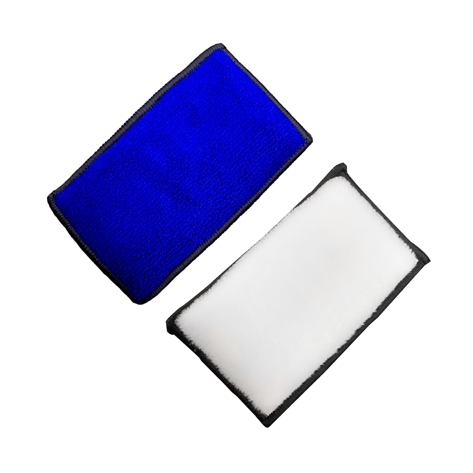2 PCS Car Interior Scrubbing Sponges, Super Soft Microfiber Auto Detailing Scrub Pads, Vehicle Cleaning Applicator Pads Safe on Leather, Plastic, Vinyl and Upholstery (Blue & White)