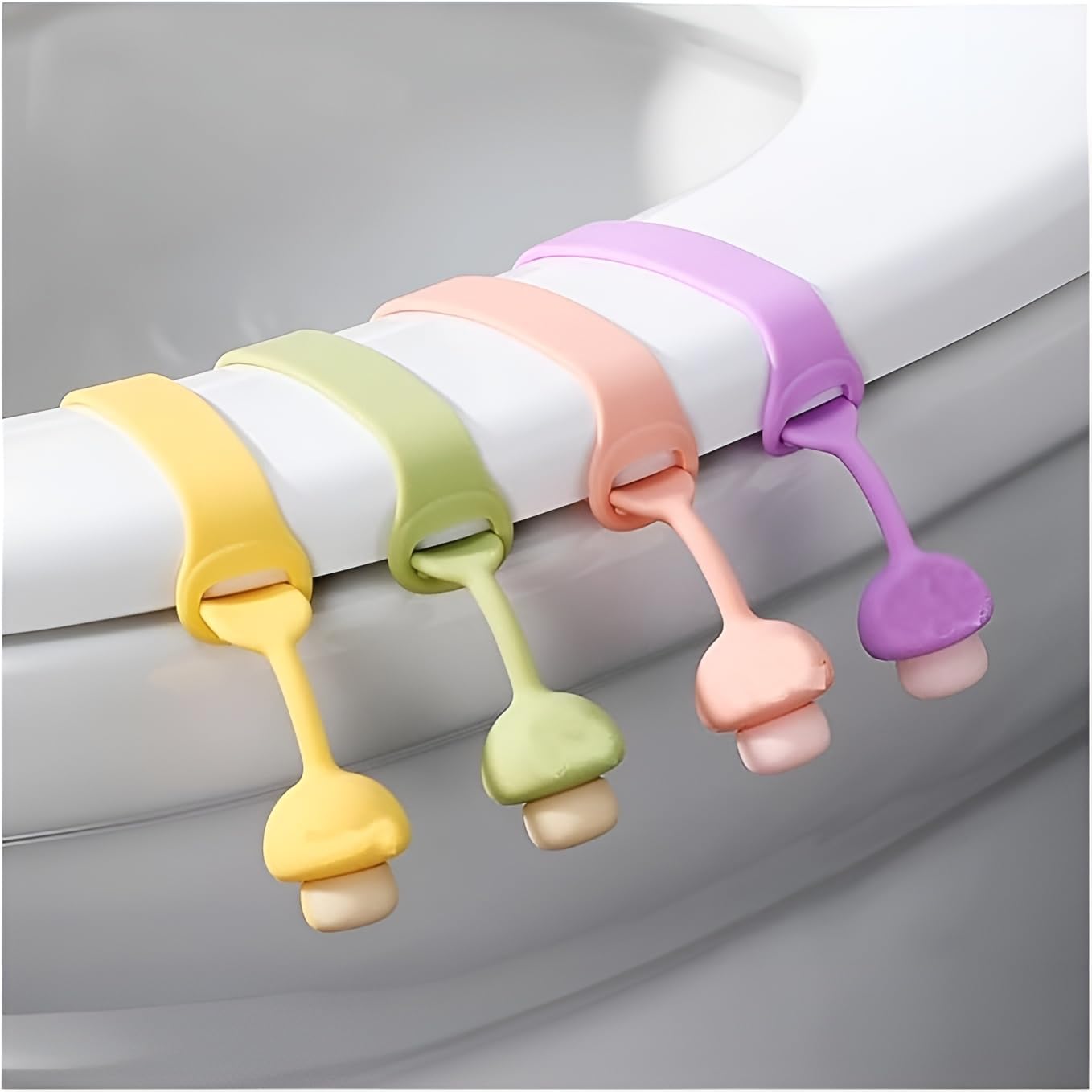 4-Pcs Toilet Seat Lifter For Bathroom Accessories | Toilet Seat Cover Sport Lifter Clip | Silicone Toilet Seat Cover Lifter | Self-Adhesive Toilet Seat Holder (Multicolor)-DHC10-image-36