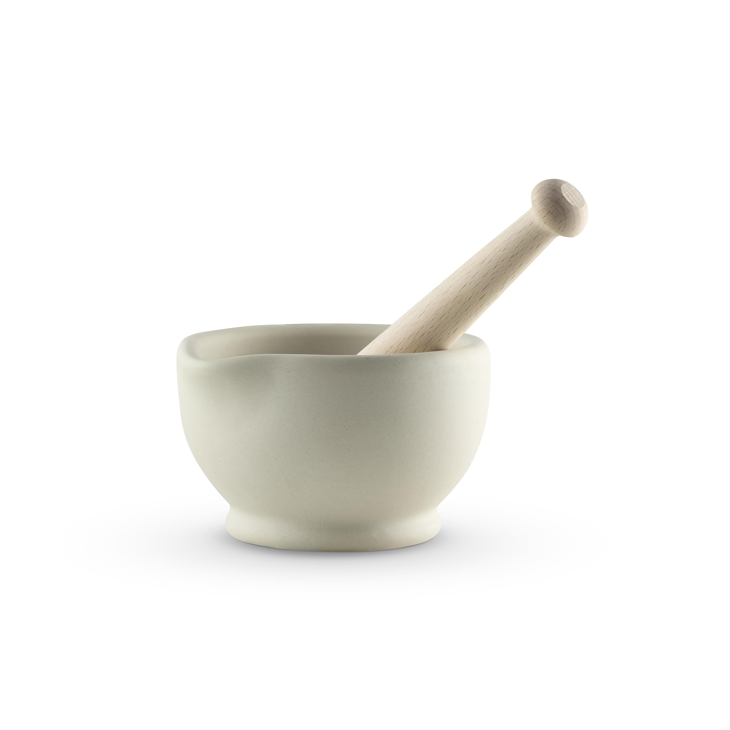 Vitrified Porcelain Pestle and Mortar Set for Grinding and Crushing Herbs, Seeds and Nuts, Size 1, 11.2cm Diameter, White, MB947003