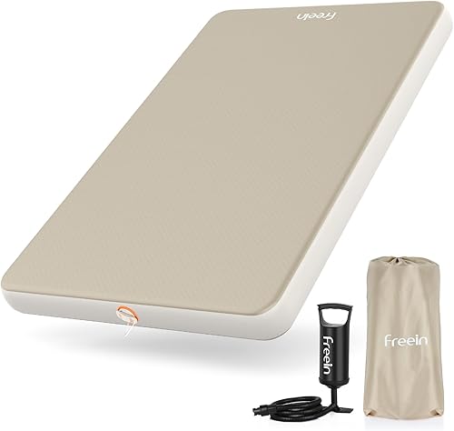 Miniatura 9 de Freein Colchón de aire de campamento de punto caído de 4 pulgadas, colchoneta inflable ultraligera con soporte firme de 7 PSI, inflado rápido de 2 a