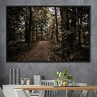 Framed Canvas Wall Art Rustic Woods Brown Dark Dramatic Forest Group Nature Photography Realism - 16x24 inches