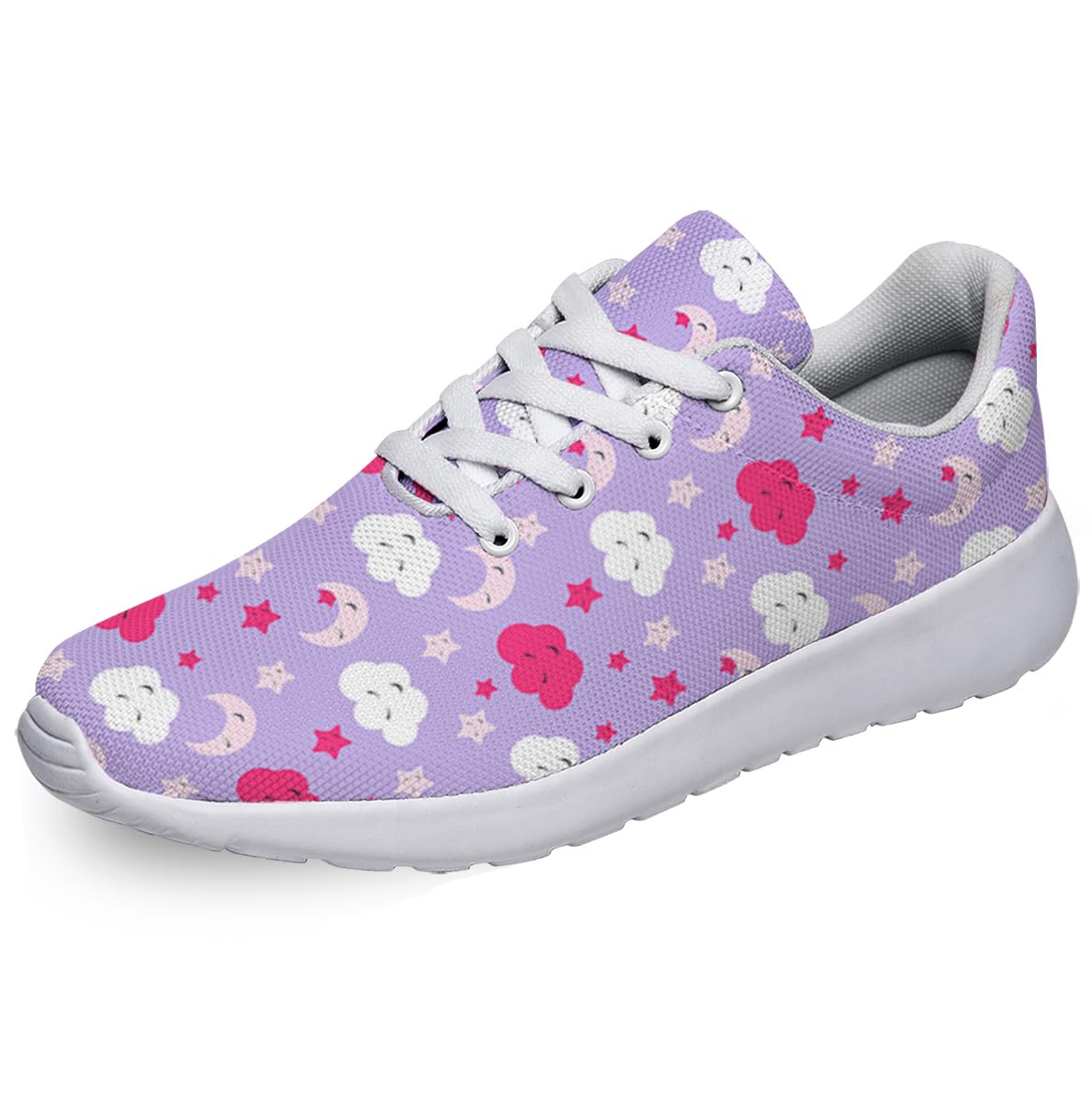 Women Men Cute Star Cloud Moon Shoes Personalited 3D Print Running Shoes Athletic Tennis Sneakers White Size 10.5