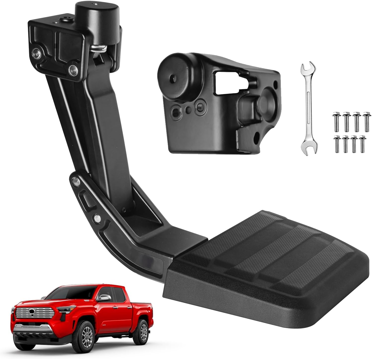 Rear Bed Step Compatible with Toyota Tacoma 2024-2026, Folding Tailgate Bedstep Truck Tailgate Step Retractable Bumper Pickup 4th Gen Accessories