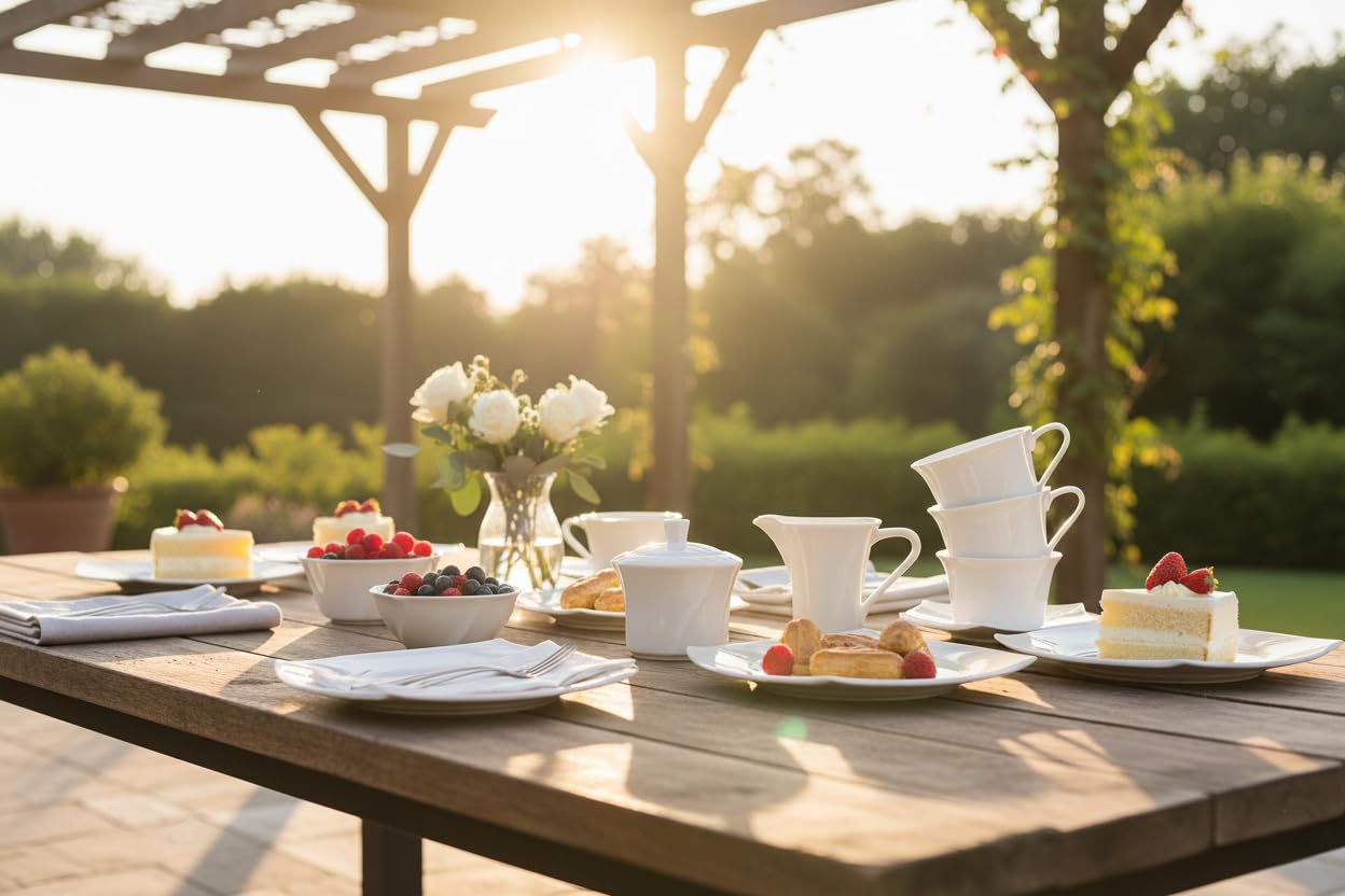 Retsch Arzberg Porzellan Frühstücks- & Kaffeeservice 20-teilig – Creme-Weiß – Spülmaschinenfest & Mikrowellengeeignet