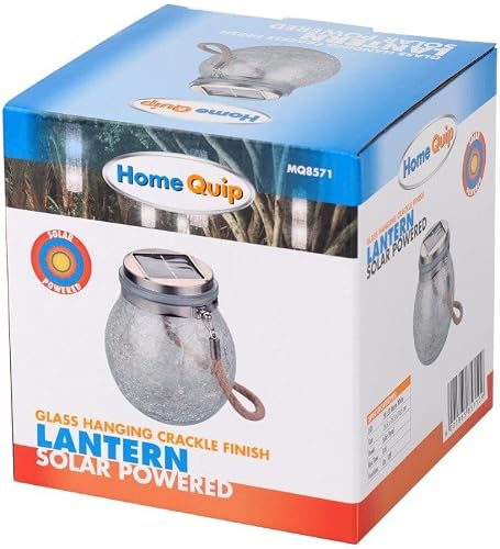 Home Quip Hanging Glass Crackle Finish Solar Lantern