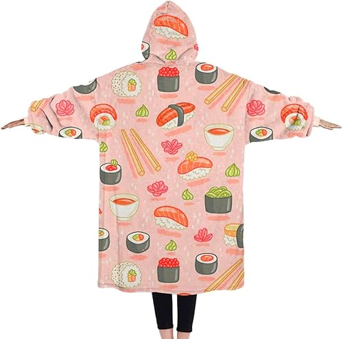 Miniatura 2 de Wearable Oversized Blanket,Sherpa Blanket Hoodie with Super Pockets,Super Warm Fuzzy Pullover for Women & Men