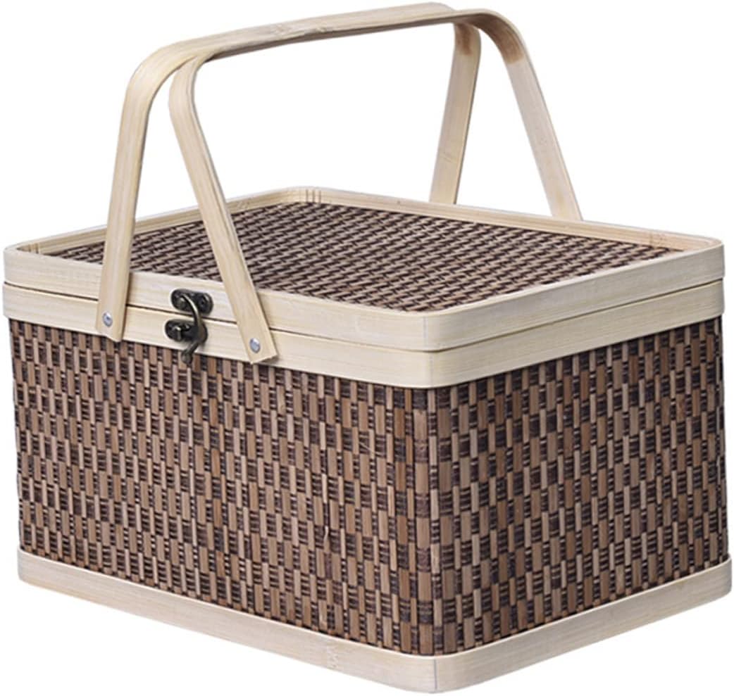 Bamboo Handheld Woven Basket for Picnic Snacks and Bread Storage