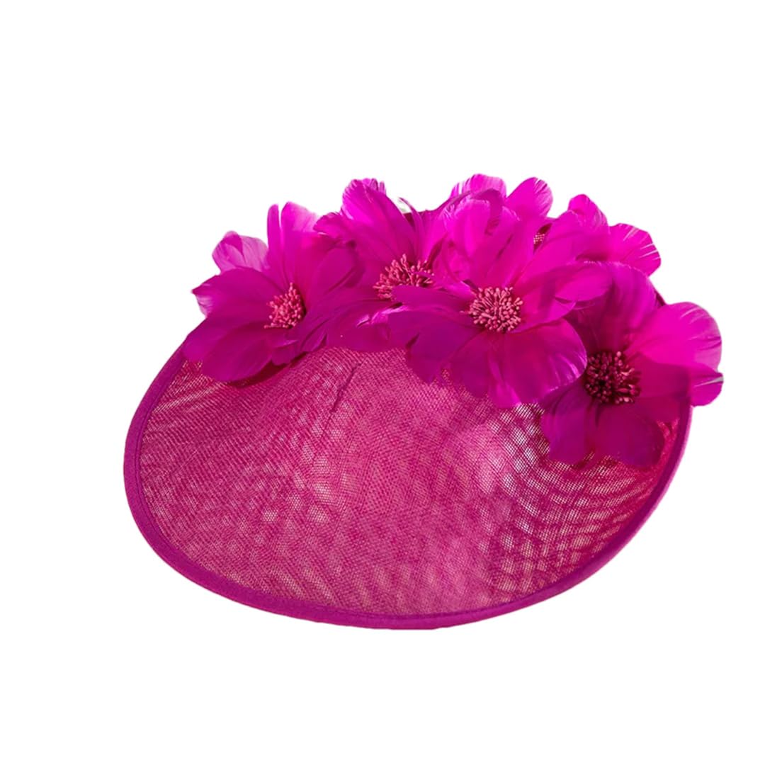 Yeuyyben Elegante cappello da donna con piuma e fiore, cappello fascinator con fermaglio per capelli da sposa per feste di nozze Chapeau Cap