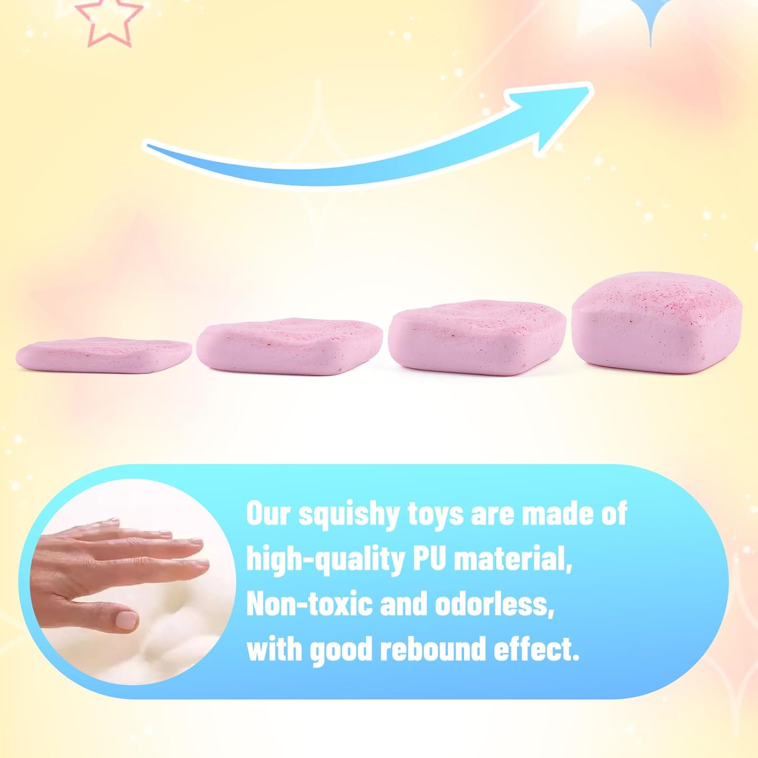 Anboor 4 Pcs Slow Rising Squishies Toys for Kids Hawaiian Butter Mochi Foam Food Stress Squishes Cute Giant Squeeze Toy