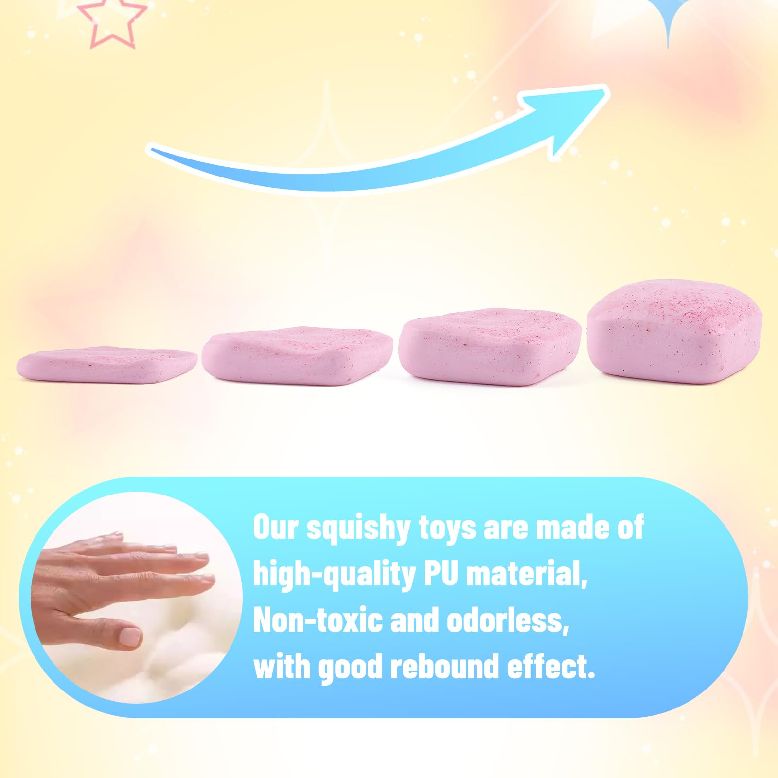 Anboor 4 sztuki powoli rosnącej pianki Squishy dla dzieci, masło hawajskie mochi, zabawka do piszczenia, słodka, olbrzymia zabawka piszcząca