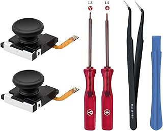 Mcbazel Switch/Switch Lite用のTMR効果アナログジョイスティック ドリフト対策 2枚入り スイッチライト スティック交換修理部品 修理ツールキット付き-ブラック