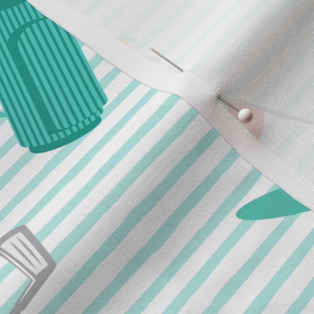 Spoonflower Fabric - Tee Time Golf Themed Stripes Mint Boy Printed on Petal Signature Cotton Fabric by The Yard - Sewing Quilting Apparel Crafts Decor