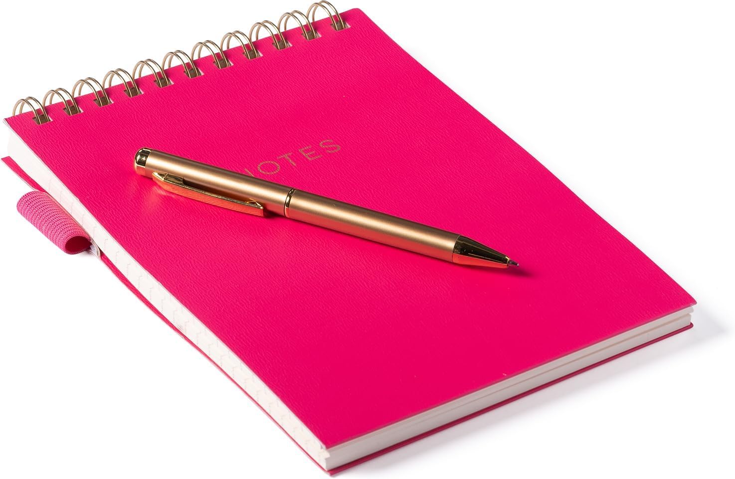 Eccolo Cuaderno con espiral superior rayado, bloc de notas de tapa flexible con bolígrafo incluido y lazo para bolígrafo (240 páginas perforadas), bloc de notas A5 ideal para tomar notas en la