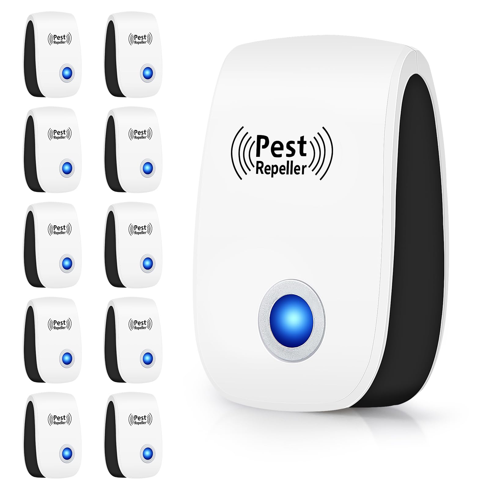 10Pack Upgraded Ultrasonic Pest Repeller Electronic Mouse Repellent Ultrasonic Plug in Rodent Repellent Indoor Sonic Electronic Plug in Pest Controlfor Insect,AntBugs,Mosquito,Rat,Spide,Cockroach
