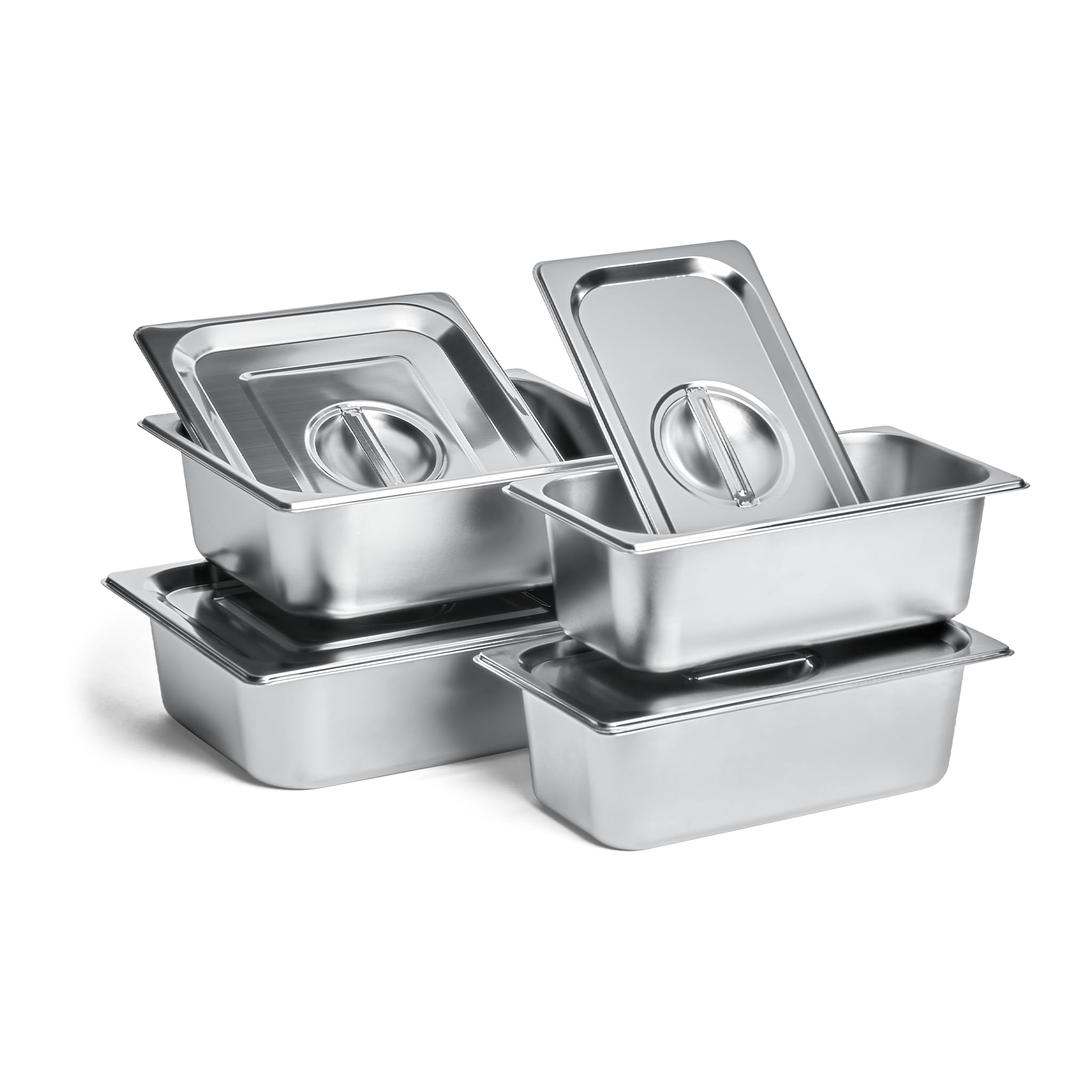 BURNHARD® Food Container Set 4 tlg. für Beistellwagen Outdoor, 2x GN 1/2, 2x GN 1/3