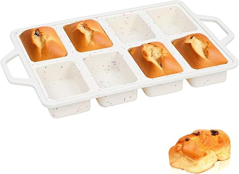 Single 8-Cavity Mini Silicone Loaf Mold, BPA-Free Reinforced Rim For Treats