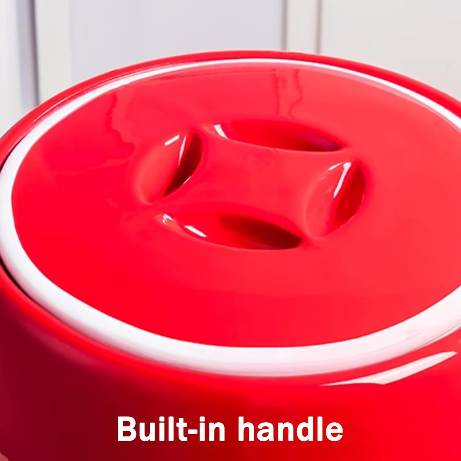 JKGHK Ceramic Rice Bucket, Ceramic Rice Cylinder with Lid, Classic Home Food Storage Porcelain, for Grains Candy Coffee Beans Rice, Flour, Pet Food Dispenser(Red,5kg)