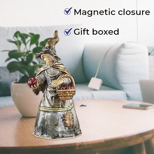 Miniatura 5 de SAGEFINDS Caja coleccionable de bruja  Figura de metal y cristal  Soporte para joyas y baratijas pequeñas  Cierre magnético  Regalo  4 pulgadas de