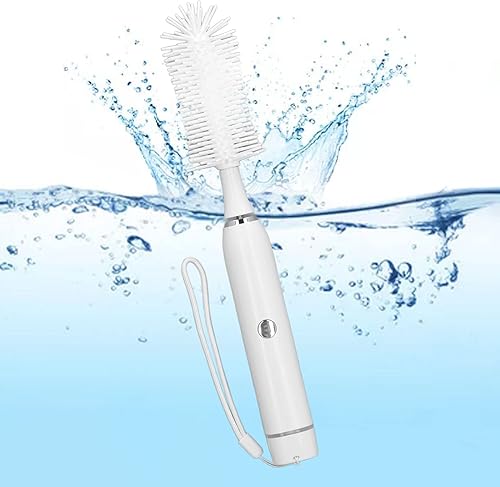 Miniatura 5 de Cepillo eléctrico para biberón, juego de limpiador de botellas impermeable con 2 cabezales de cepillo USB recargable de silicona para botellas para