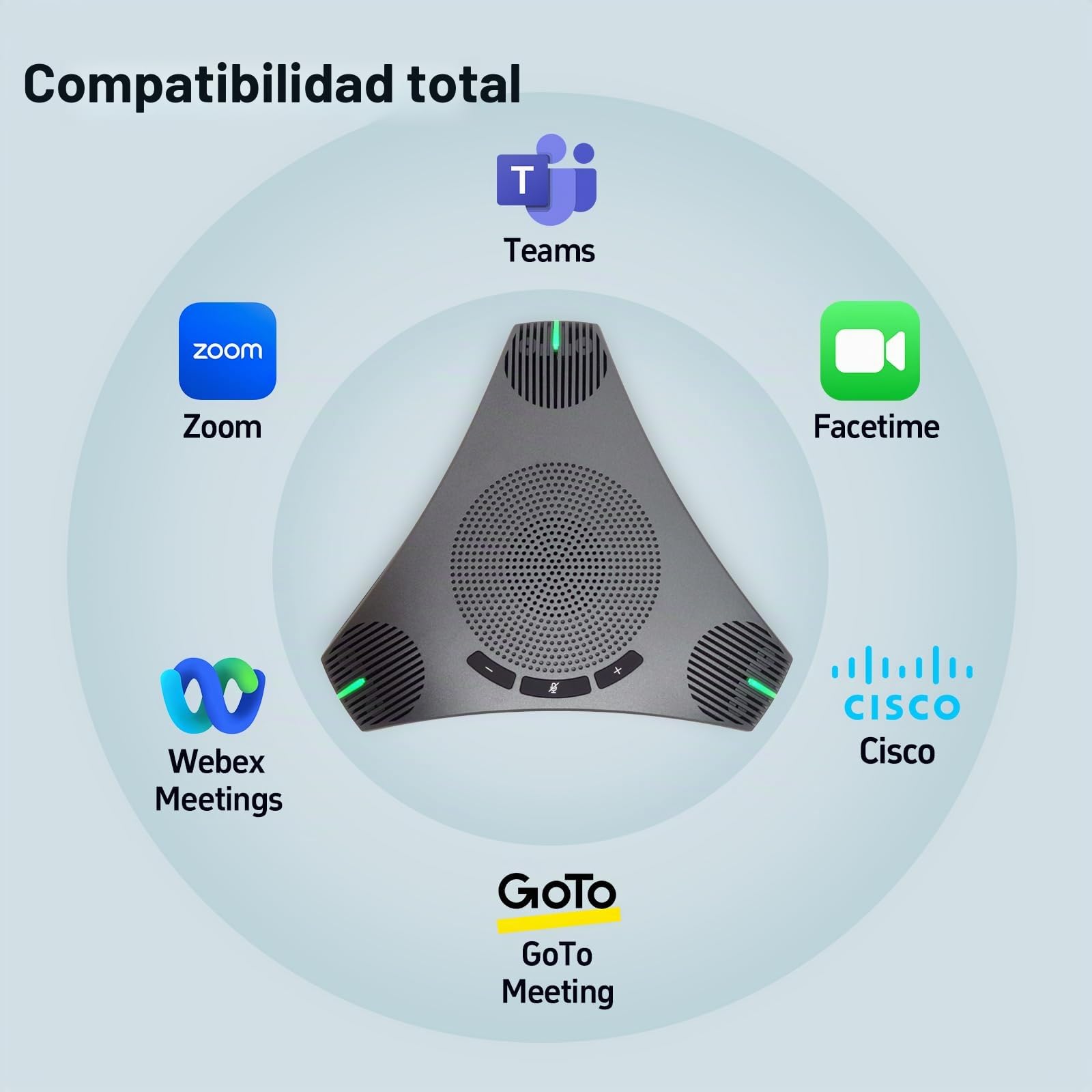 Altavoz y micrófono de conferencia, altavoz USB con captación de voz omnidireccional de 360°, sonido de alta fidelidad, reducción de eco y ruido para negocios, oficina en casa, reuniones en línea